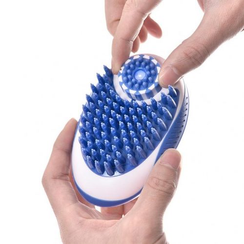 Dog Bath Brush Comb Silicone Pet SPA Shampoo Massage Brush Shower Hair Removal Comb For Dogs Cats Pet Cleaning Grooming Tool - Blue