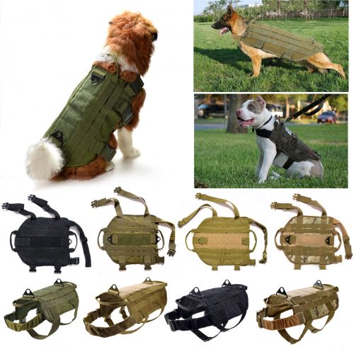 Tactical K9 Dog Military Police Molle Vest Nylon Service Canine Dog Harness XL - Camouflage