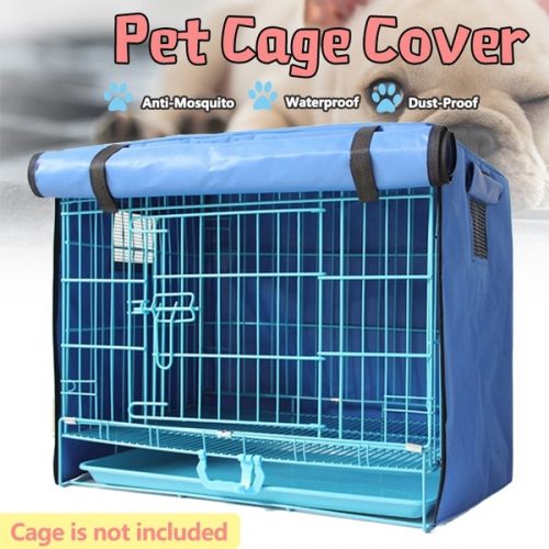 Waterproof Windproof Dust-Proof Crate Cover S/M/L/XL Pet Bed Dog Kennel Anti-Mosquito Flying Insects Net Tent Cover Indoor/Outdoor - Pink L